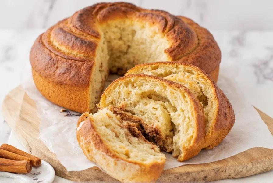 Step-by-step visual guide showing cinnamon roll bread preparation from dough rolling to final sliced loaf