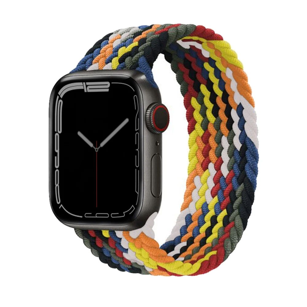 

Luxury Fashion Braided Nylon Watch Strap Adjustable Elastic Watch Band for Apple Watch bands Series SE 7 6 5 4 3 2 1, Multi colors