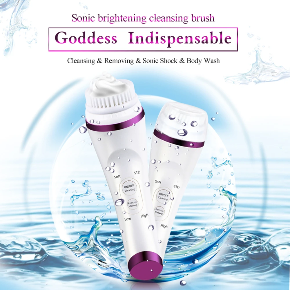 

New Electric Beauty Massager Facial Cleansing Brush 3 IN 1 Multifunctional Face Cleanser Face Spa Facial Washing Cleaning Brush, Purple