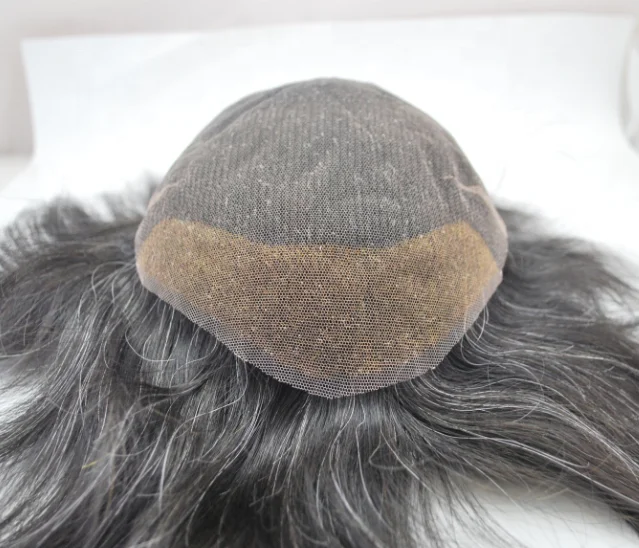 

Top quality capillary prosthesis wholesale mens toupee with gray hair no tangle men hairpiece