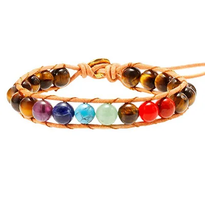 

Factory Wholesale Original Turquoise Beads Bracelet Layered Handmade Braided Leather Tiger Eye Bracelet