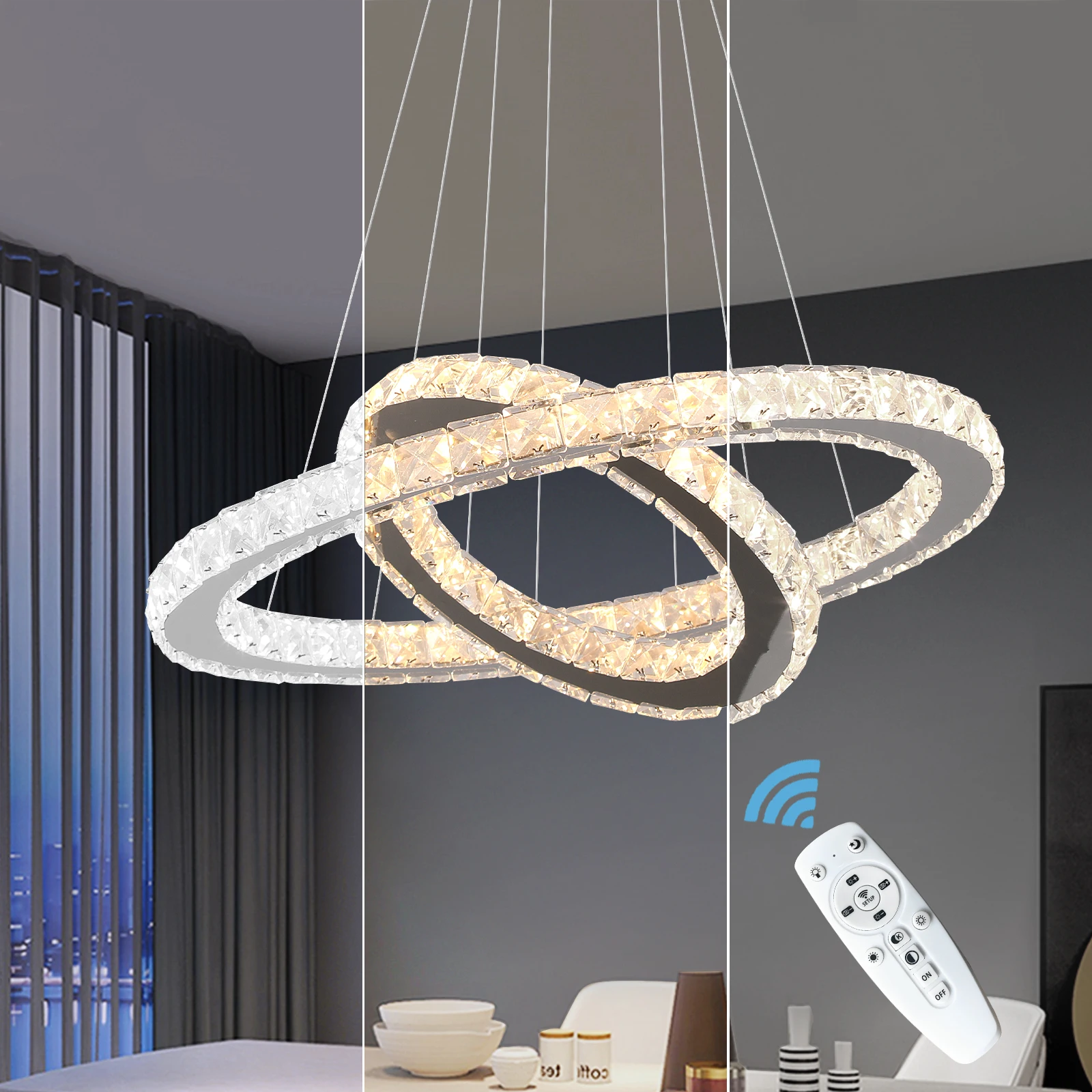 Nodric Light Smart Dimmable Bedroom Living Room Chandelier Led Pendant Lamps With Remote Control