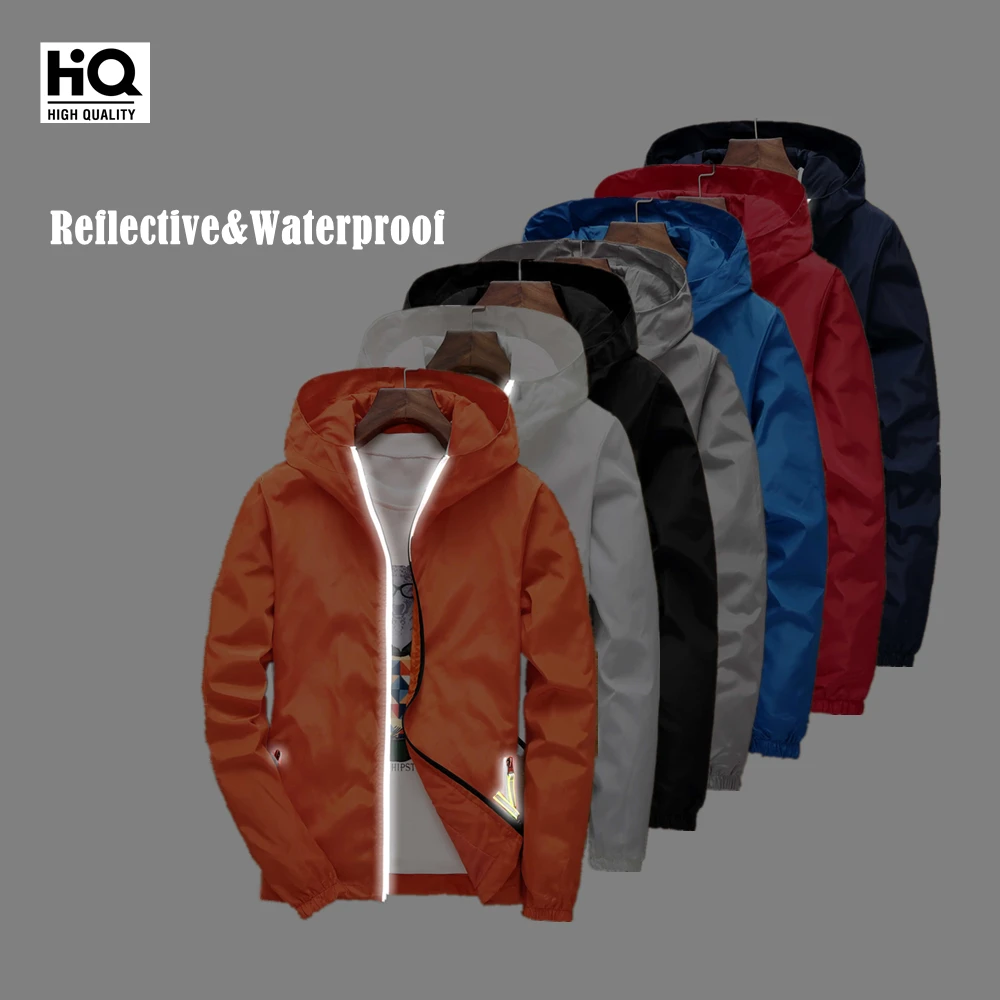 

Reflective Men's and Women's Stylish Fashion Style Water and Wind Resistant Rain Jacket Lightweight Windbreaker Jackets
