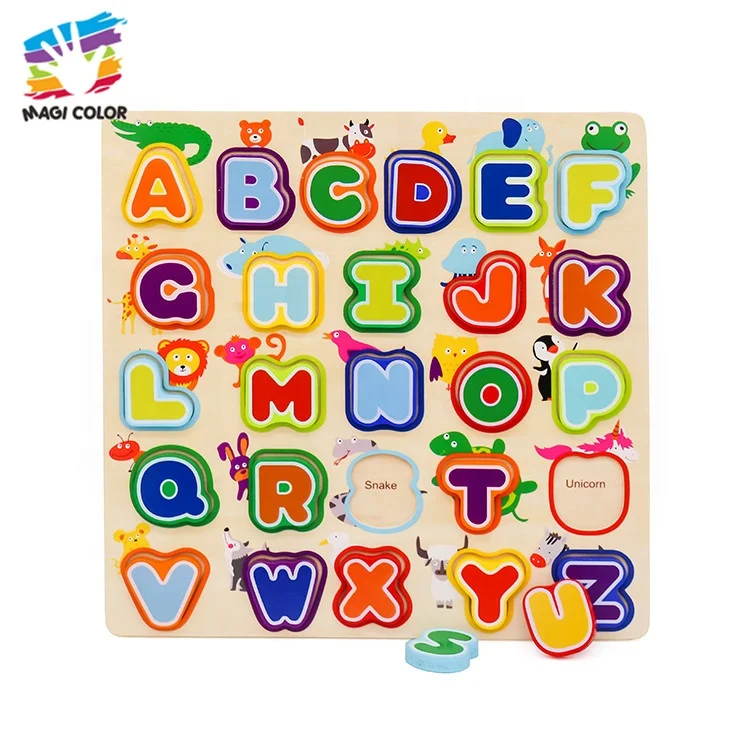
Ready To Ship educational baby wood toy animal alphabet puzzle for early learning W14B113 