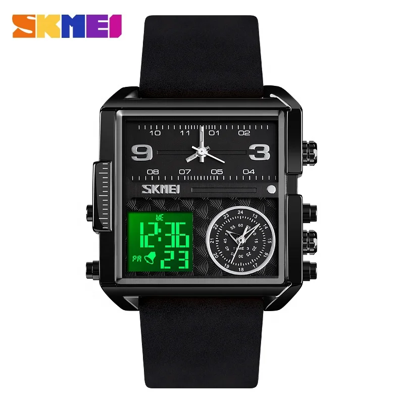 

skmei new model 1584 custom luxury top brand unique business chronograph mens time zone digital quartz wrist watches, 10 colors for choice