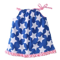 

2020 hot sale baby girl clothes 100% cotton lovely AOP starts baby girl dresses