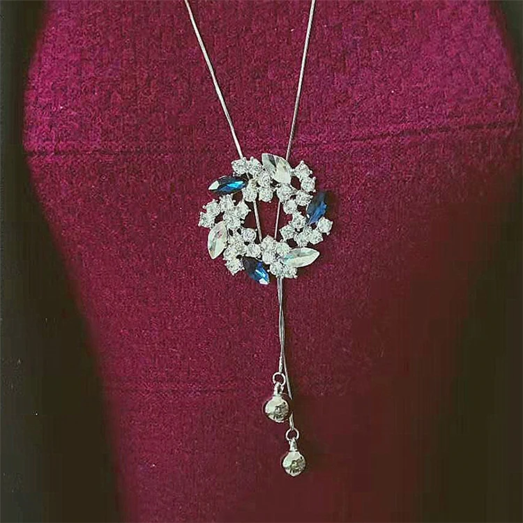 

New Design Rhinestone Wreath Pendant Silver Plated Personalized Necklaces