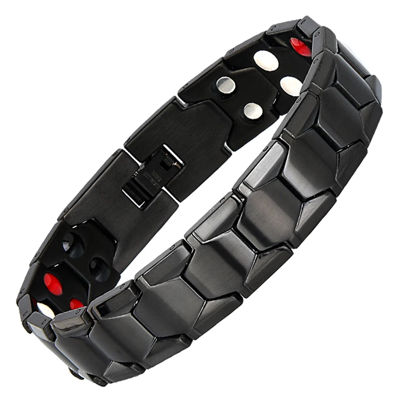 

Black Double Line Strong Magnetic Energy Bracelet For Men