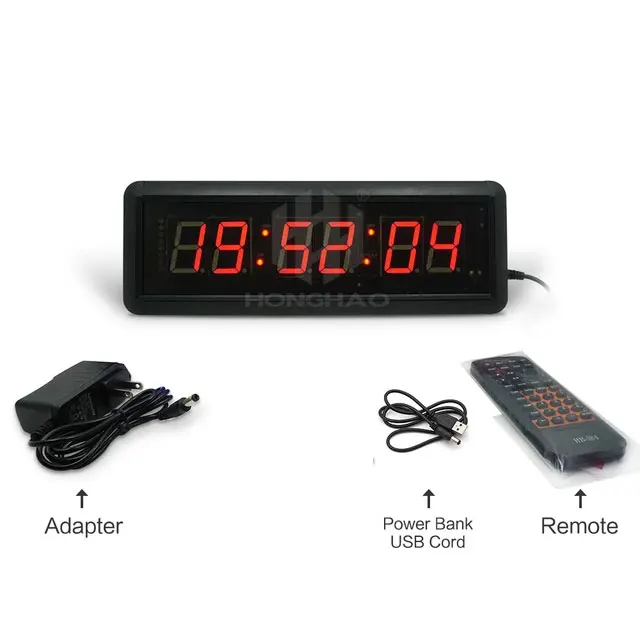

LED Countdown Remote Timer Time Clock 110V to 250V AC Plug for Home Gym, Black&blue/black&gold/black&red