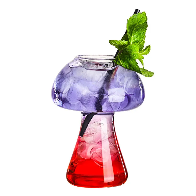 

New Mushroom Cocktail Glass Creative Molecule Bar Unique Wine Cup, Transparent