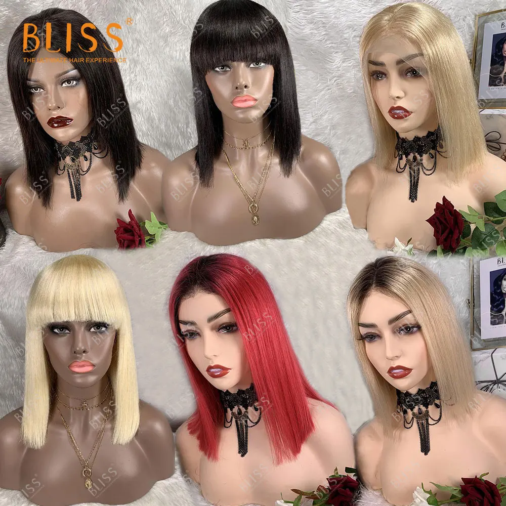 

Bliss 13x5 HD Swiss Lace Front 613Bob Wig Virgin Malaysian Hair 180% Density Bob Wigs 613 Blonde Transparent Lace Frontal Wigs