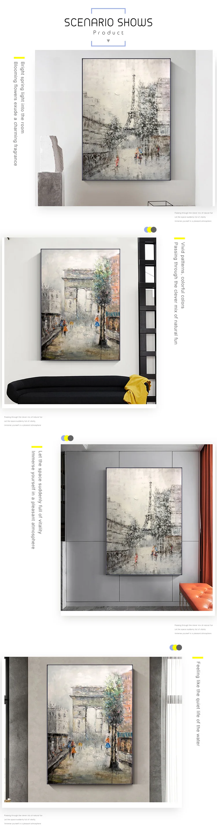 Chinese Painting New Product Hand-painted Modern Style Wall Eiffel Landscape Decoration Oil Painting Painting Wall Art Canvas