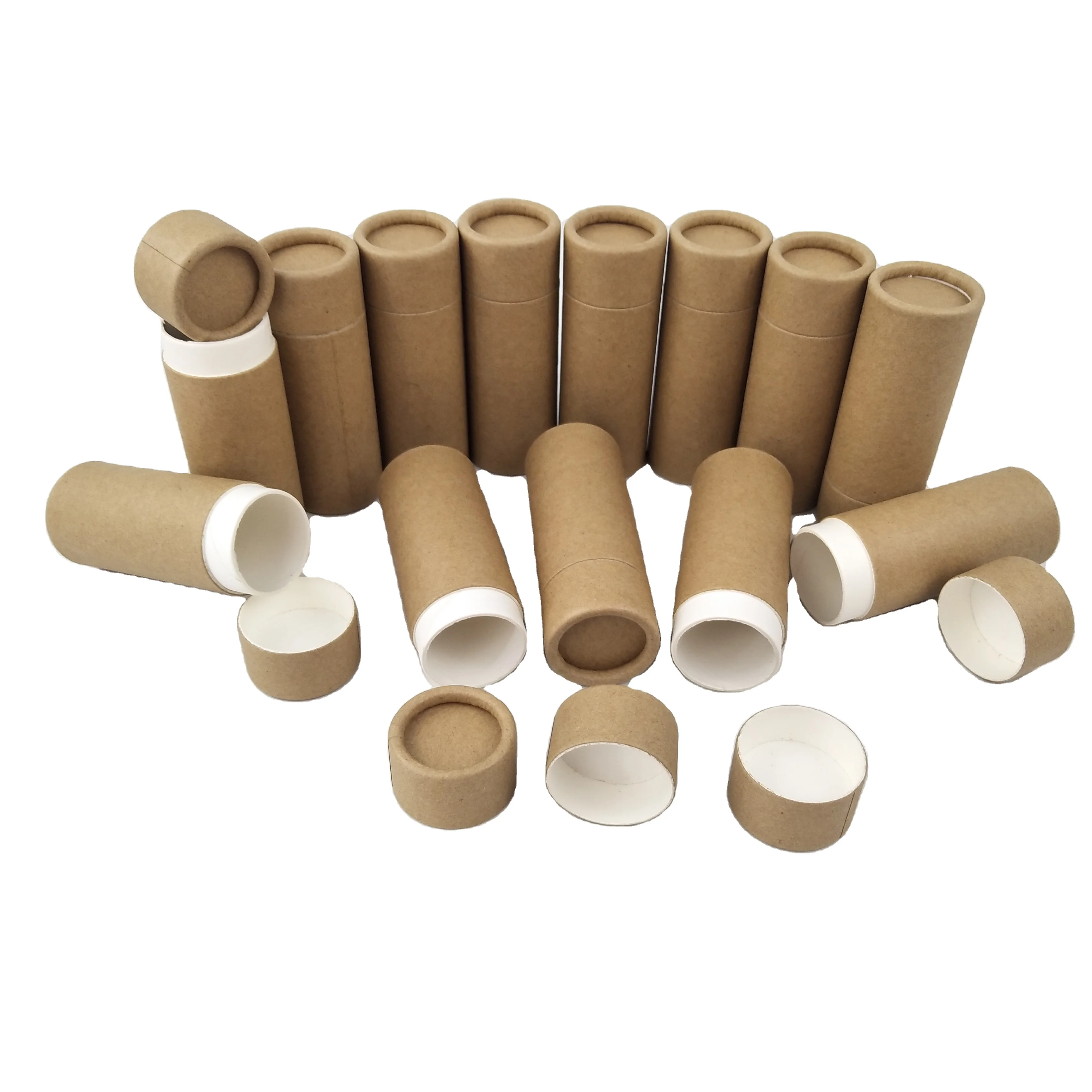 

Biodegradable Empty Kraft Cardboard Push Up Deodorant Containers 2.00 oz paperboard tubes Push Up Lip Balm Tube Box