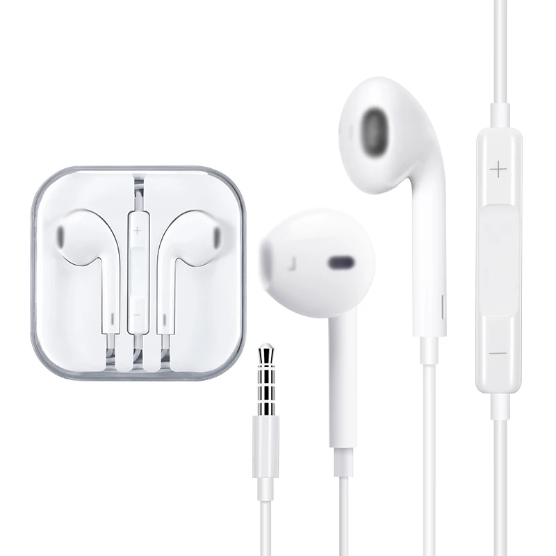 

New Product Wired Earphone 3.5mm Jack With Mic in-ear stereo Headphone For iPhone 5/5s/6s, White