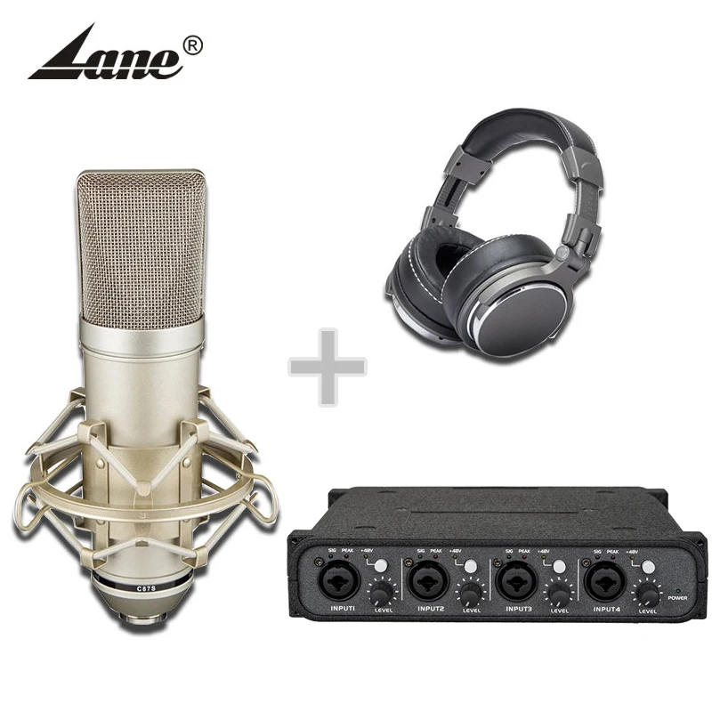 

Professional earphone studio recording microphone and sound card set