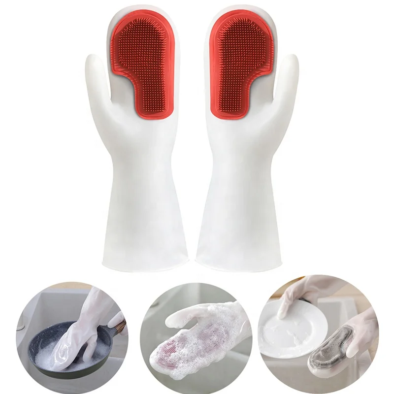 

Rubber Pet Care Brush Dish Washing Glove Sponge Kitchen Magic Cleaning Gloves