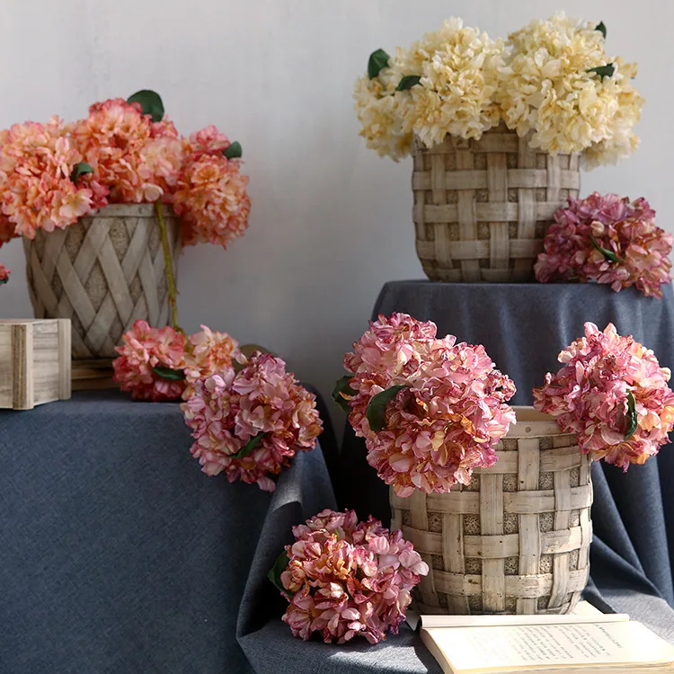 

R071 Dried Look Hydrangeas Flowers Artificial Wedding Pink Hydrangea Flower Artificial Decor