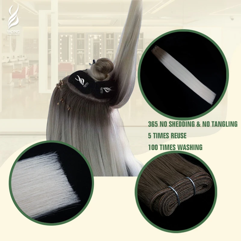 

YADING Machine Weft 14inch R8-60 Ombre Color 100% Cuticle Aligned Human Virgin Remy Hair Extension