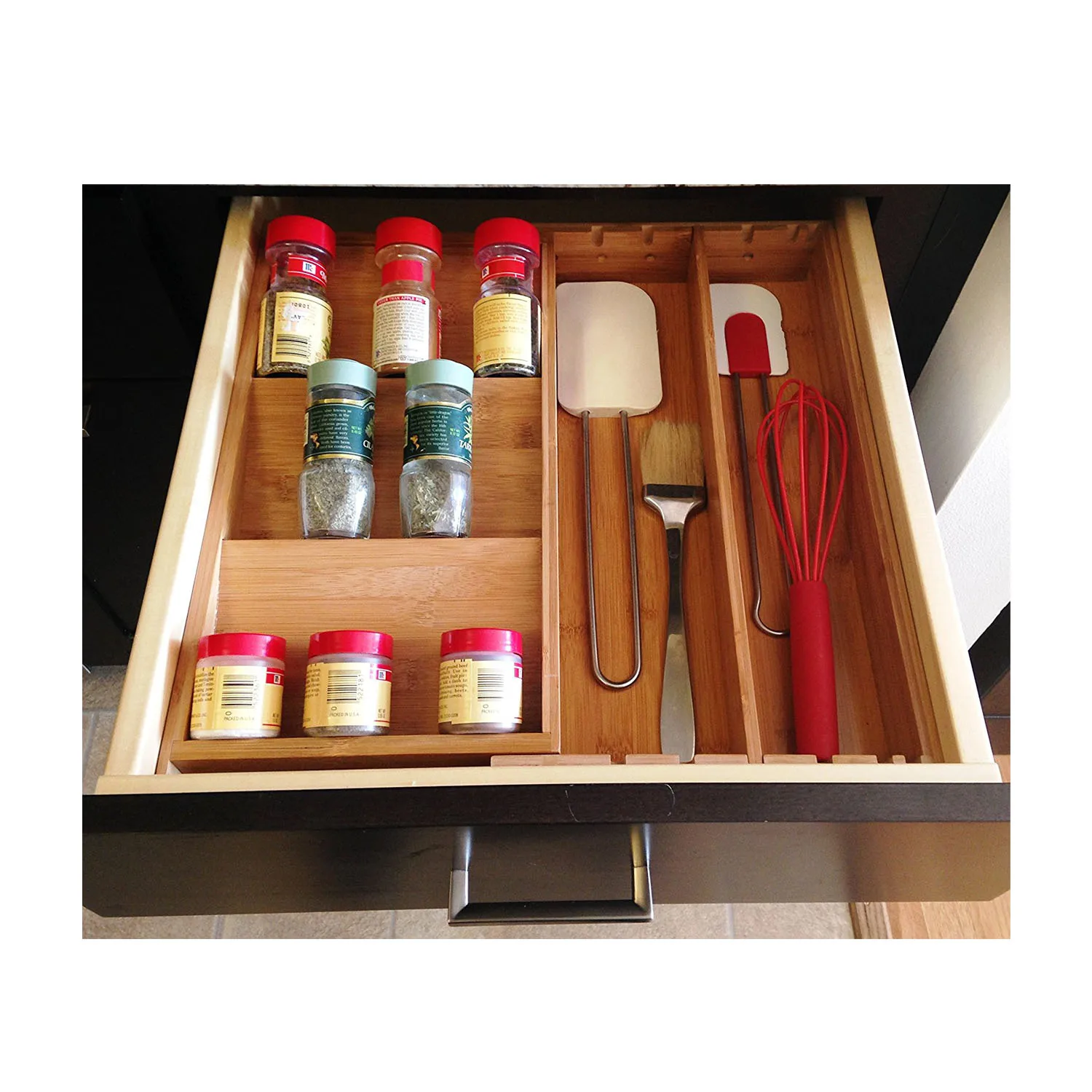 Bamboo In-Drawer Spice Organizer Tray