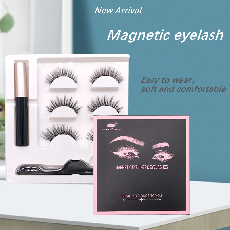 

Anforlin Reusable magetic lashes natural 3d faux mink magnetic eyelashes private label lash package box with eyeliner