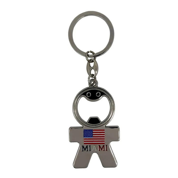 

Free sample souvenir custom logo Kids shape US Miami sublimation bottle opener key chain