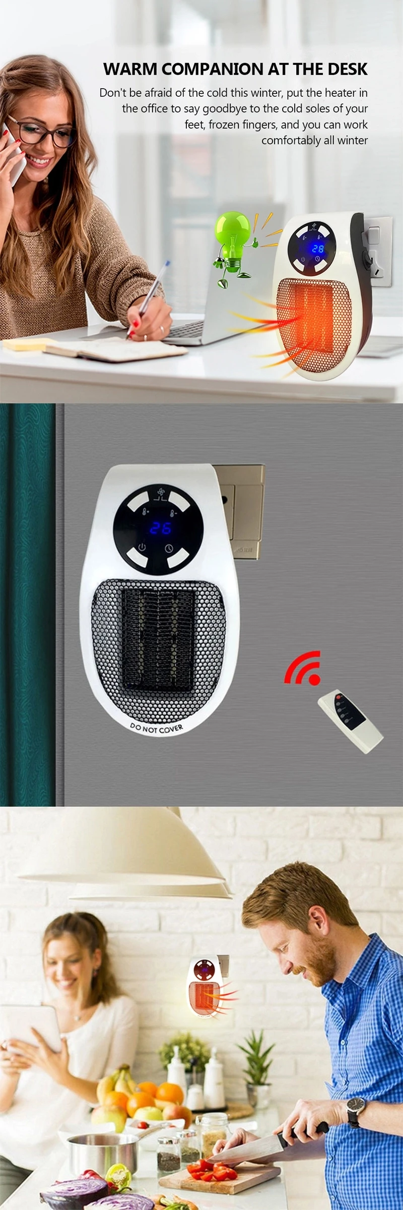 2020 hot selling quick heat warmer machine electric wall plug-in mini heater for indoor camping -HL5041
