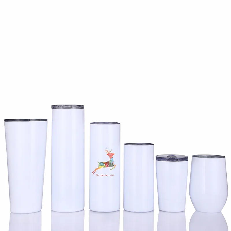 

Double walled Stainless Steel Water Beer Coffee Skinny DIY Sublimation Blanks Skinny Tumbler For Printing, White color