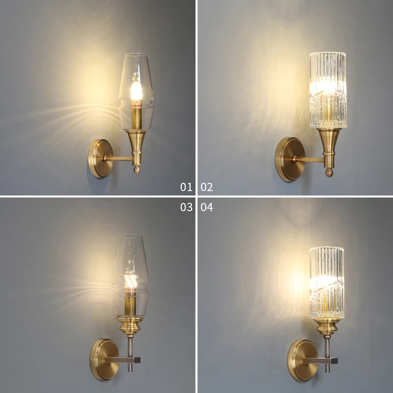 Crystal Decorative Living Room Lamp E14*2 Bulb Holder Brass Led Wall Sconce Home Lighting With Shade