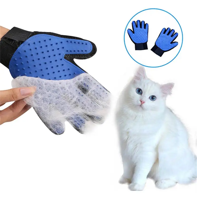 

China Factory Multi-Color  Gentle Silicone Upgraded Finger Design Pet Grooming Glove for Dogs and Cats, Picture