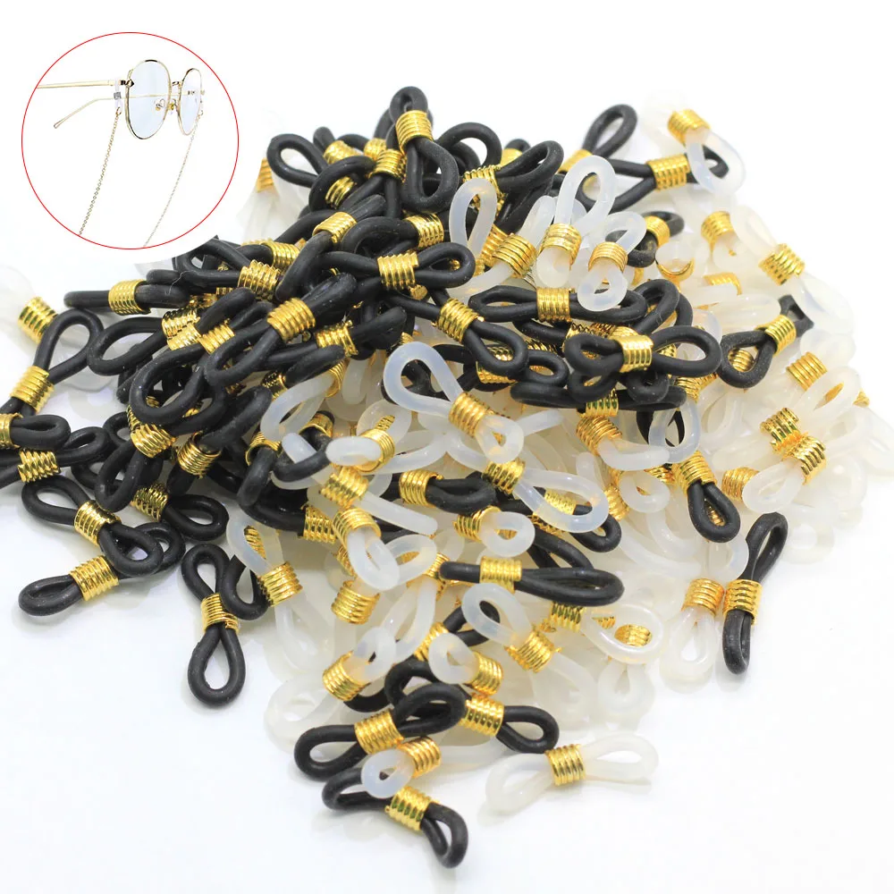 

Plastic Springs With Plastic Silicone Connection Glasses Chain Antiskid Rubber Ring Strap Eyeglasses DIY Jewelry Accessories, Plated