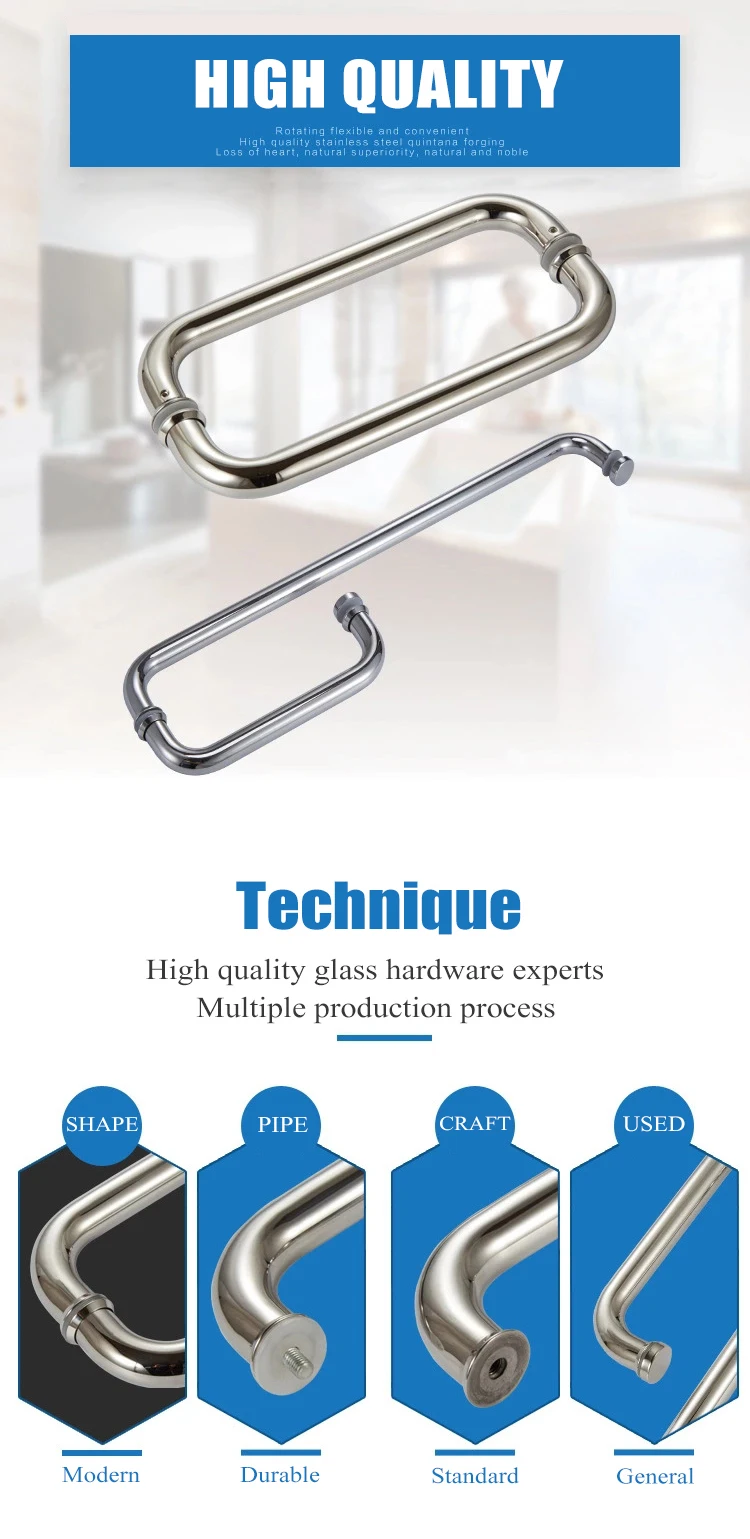 Glass Shower Door Handle Commercial Glass High Quality Sus 304 Tempered