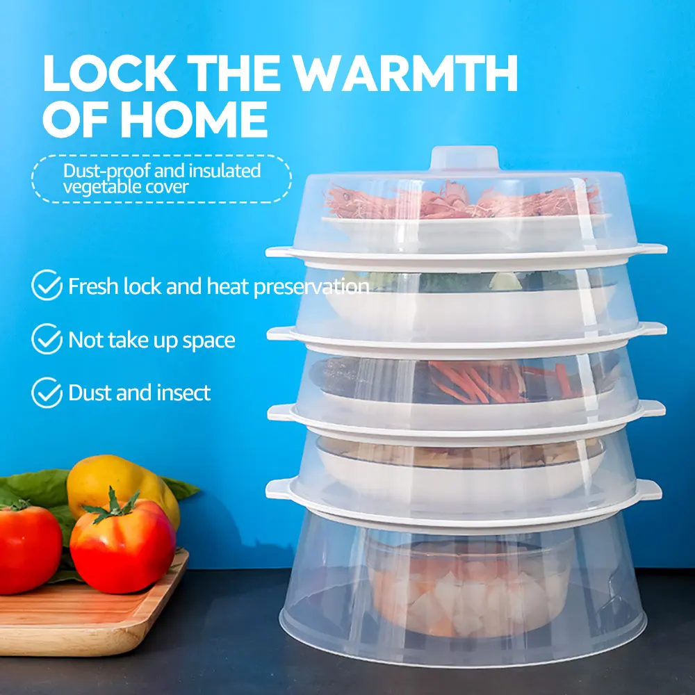 

Multi-Layer Vegetables Storage Box Insulation Dish Cover Stackable Dustproof Food Protector Clear for Keep Fresh Kitchen, Transparent