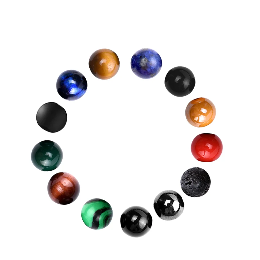 

Natural Stone Lava Tourmaline Hematite Beaded Bracelet Men, As photo