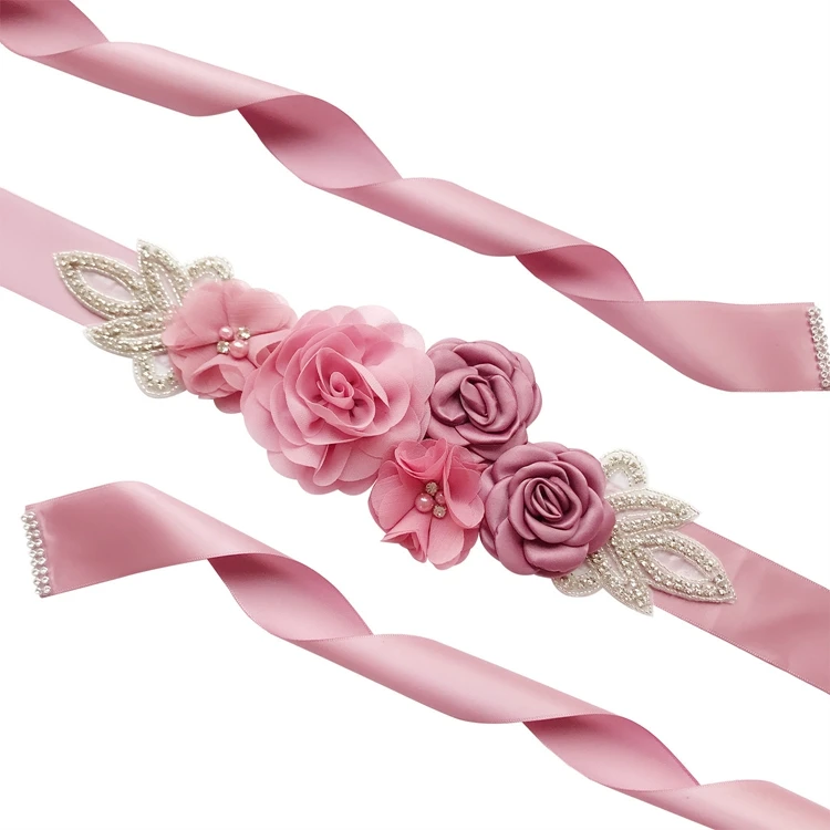 

Handmade 3D Rose Flower Pregnant Maternity Sash Belt,Floral Baby Shower Belly Sash, Flower Crystal Bridal Belt, 14colors