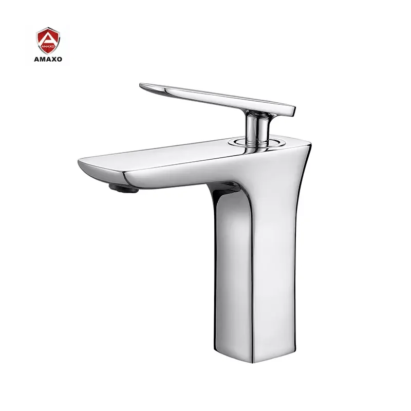 

AMAXO Exquisite Design Chrome Bathroom Sink Basin Faucet Tap Brass Bathroom Lavatory Faucet