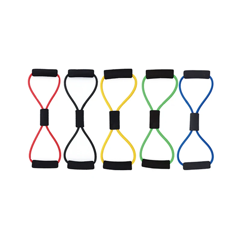

Fashional Elastic Chest Bodybuilding Cross Fit Fitness Exercise 8 Shape Resistance Tube Home Exercise Gym Chest Expander, Red/blue/yellow/green/black