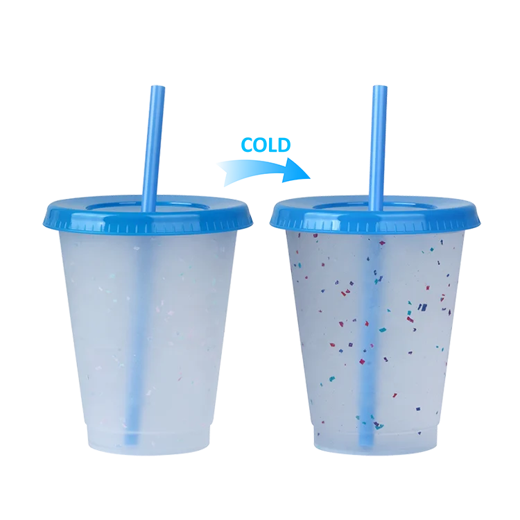 

Korean 16oz Reusable Cold Color Change Cup With Lids And Straws, Customized