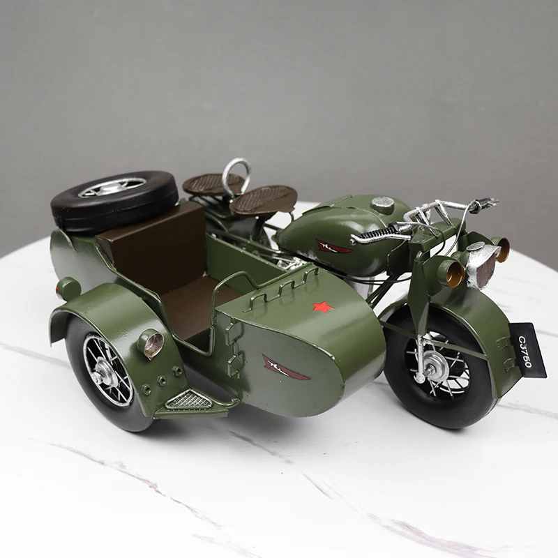 

Retro Vintage Army Green Motorbike Motorcycle Model Home Decoration Antique Mini Scooter Decor Ornament Toy