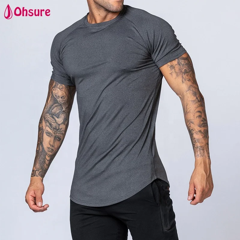 

2021 NEW soft 92% polyester 8% spandex men's gym muscle tshirt fitness workout tops wear men wholesale short sleeve t shirt