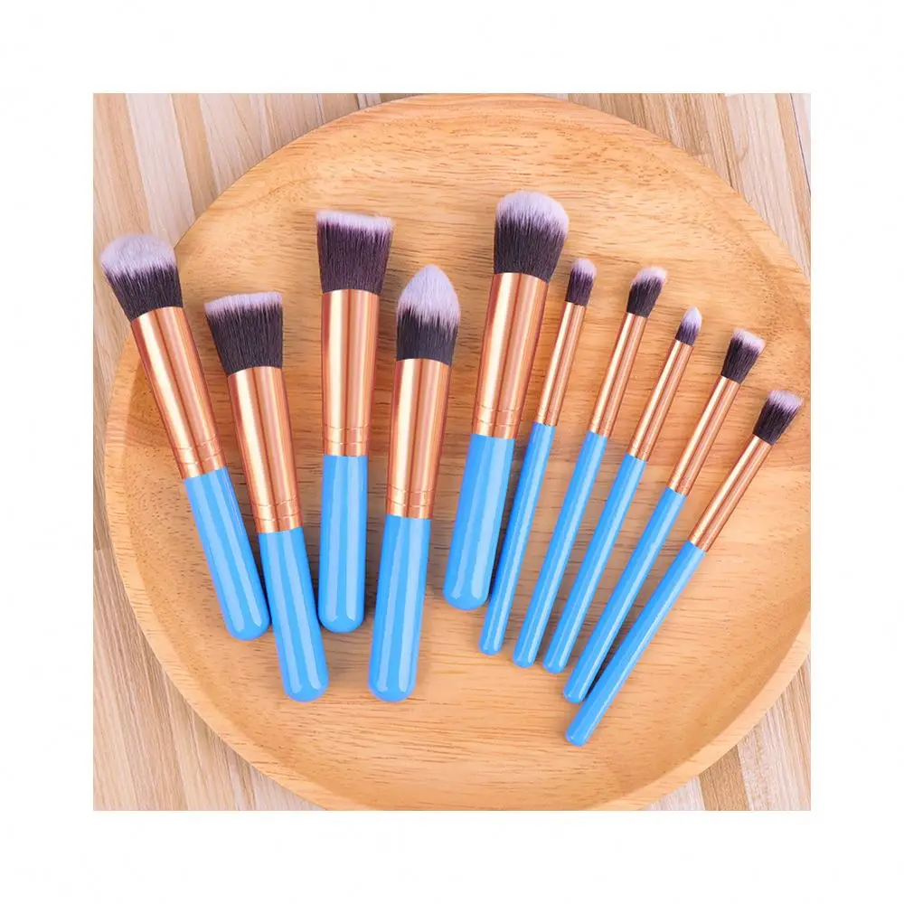 

Factory Direct Beauty Cosmetic Tool New Style 10pcs set Colorful Foundation Powder Makeup Brush kit