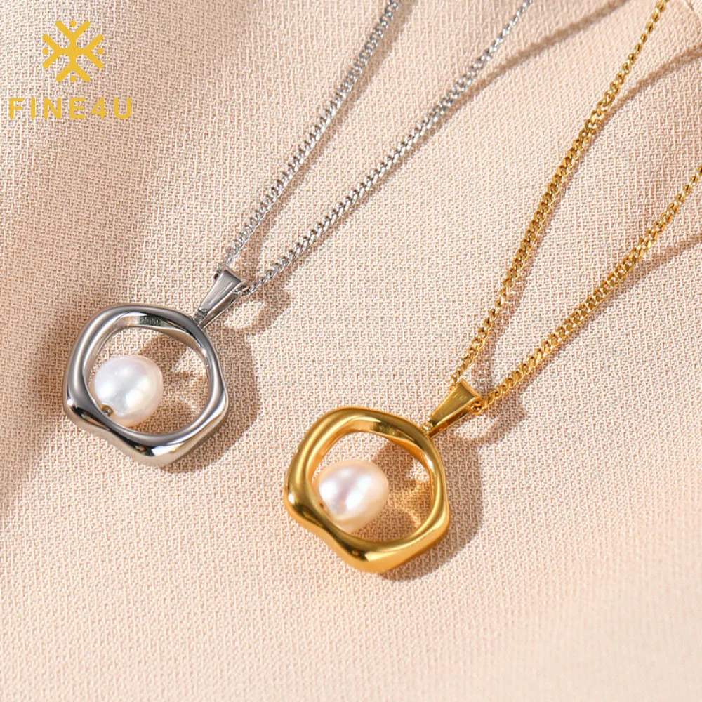 

Vintage Fashion Elegant Women Jewelry 14K Gold Plated Stainless Steel Natural Freshwater Pearl Necklace