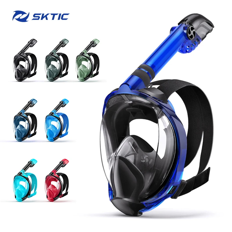 

SKTIC Diving Mask Leak-Proof Full Face Mask Underwater Swimming Anti Fog Diving Silicone 180 Degree View Snorkel Mask