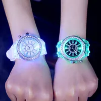 

Luminous Watch women LED digital watch men waterproof 30m Colorful glow with silicone strap flashing watch