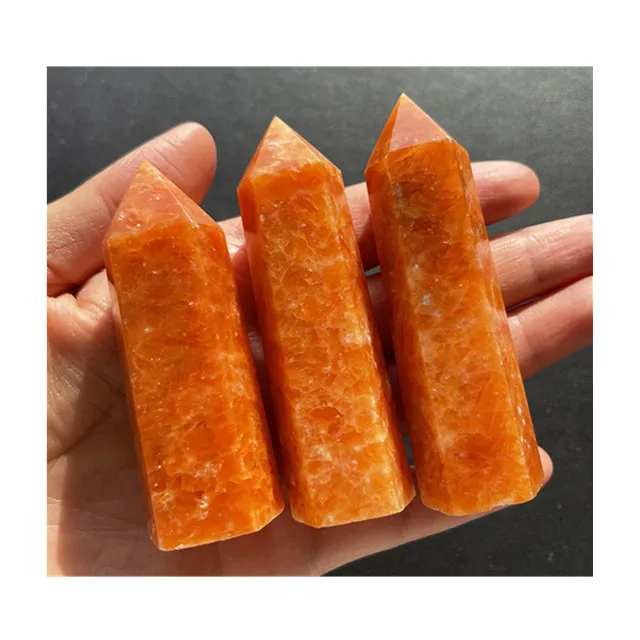 

Wholesale natural quartz tower quartz orange color sunstone tower crystals healing point