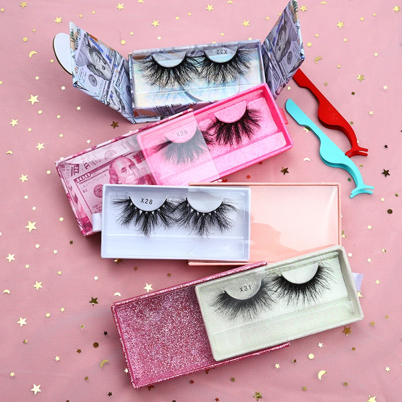 

Custom 25mm lashes wholesale cruelty free 5d mink eyelashes mink lahes private label eyelash packaging box, Black