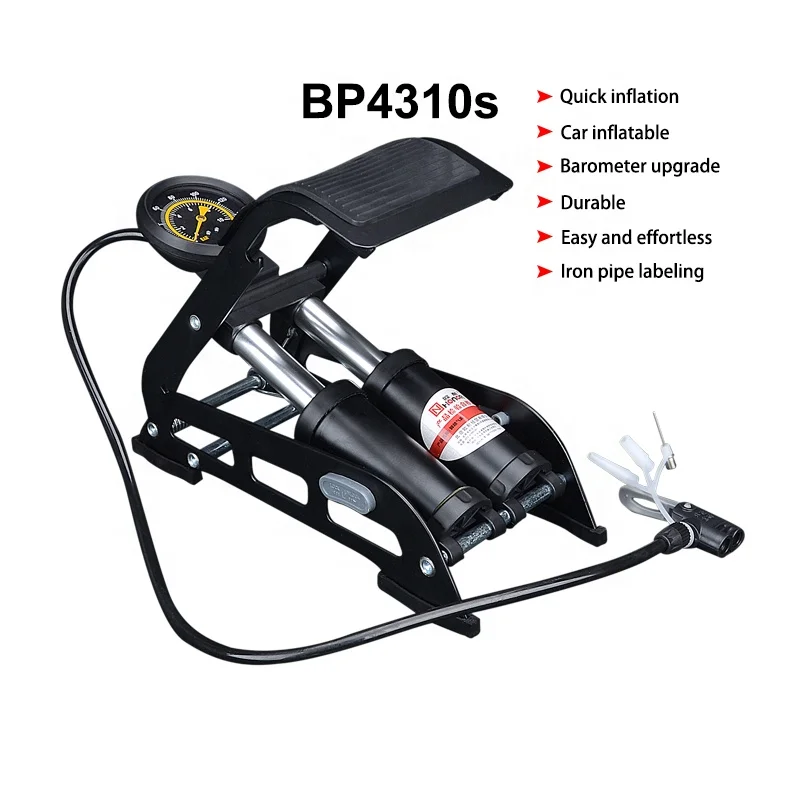 

Bicycle motorcycle electric bicycle pedal air pumps quasi-meter double-tube high-pressure pedal pump, Black or customized color