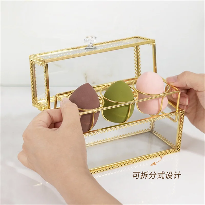 

BEAU FLY New Design Acrylic Makeup Sponge Holder Cosmetic Puff Storage Case, As picture