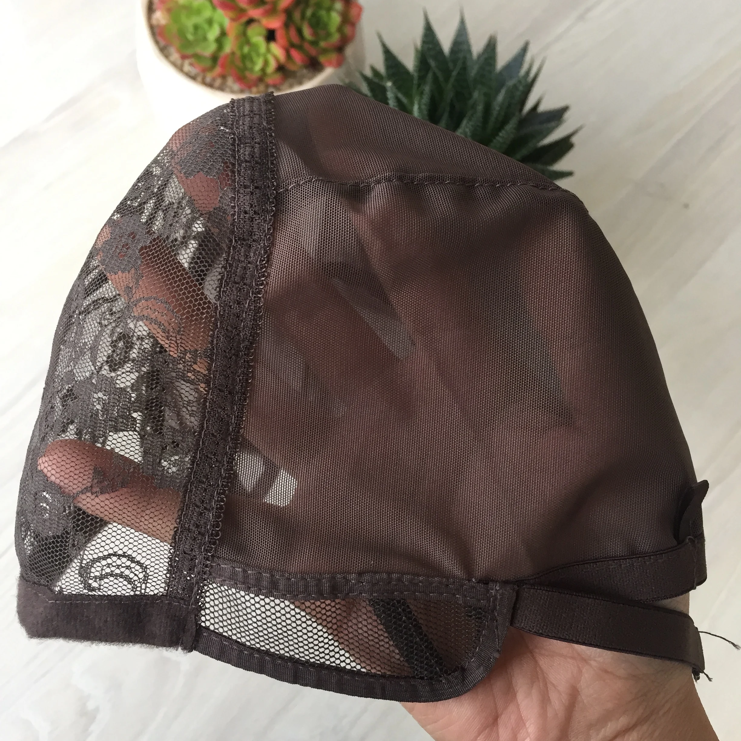 

Half-hand weaving and half-mechanism Adjustable net lace wig caps for making wigs, Black, brown, color