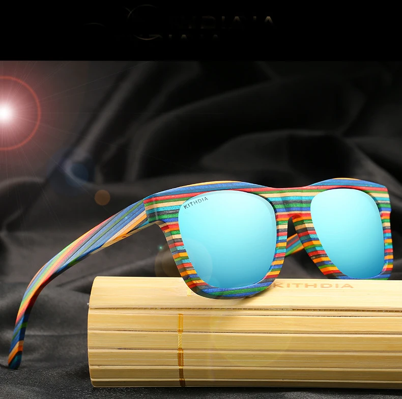 

High quality TAC Polarized lens colorful wood frame polarized bamboo wood sunglasses, Custom colors