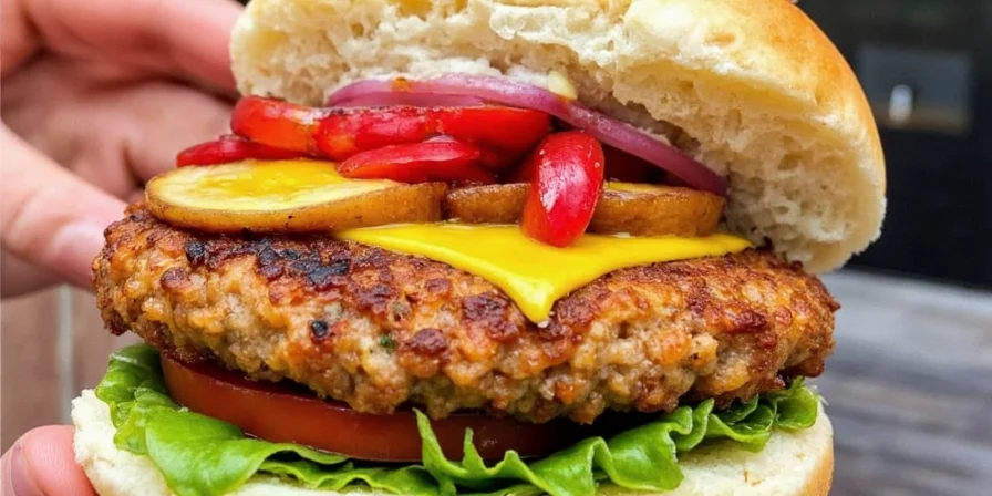 Turky burgers resting on a wire rack tray